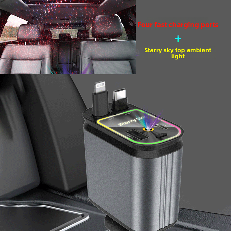 No More Mess: 3-in-1 Retractable Fast Car Charger