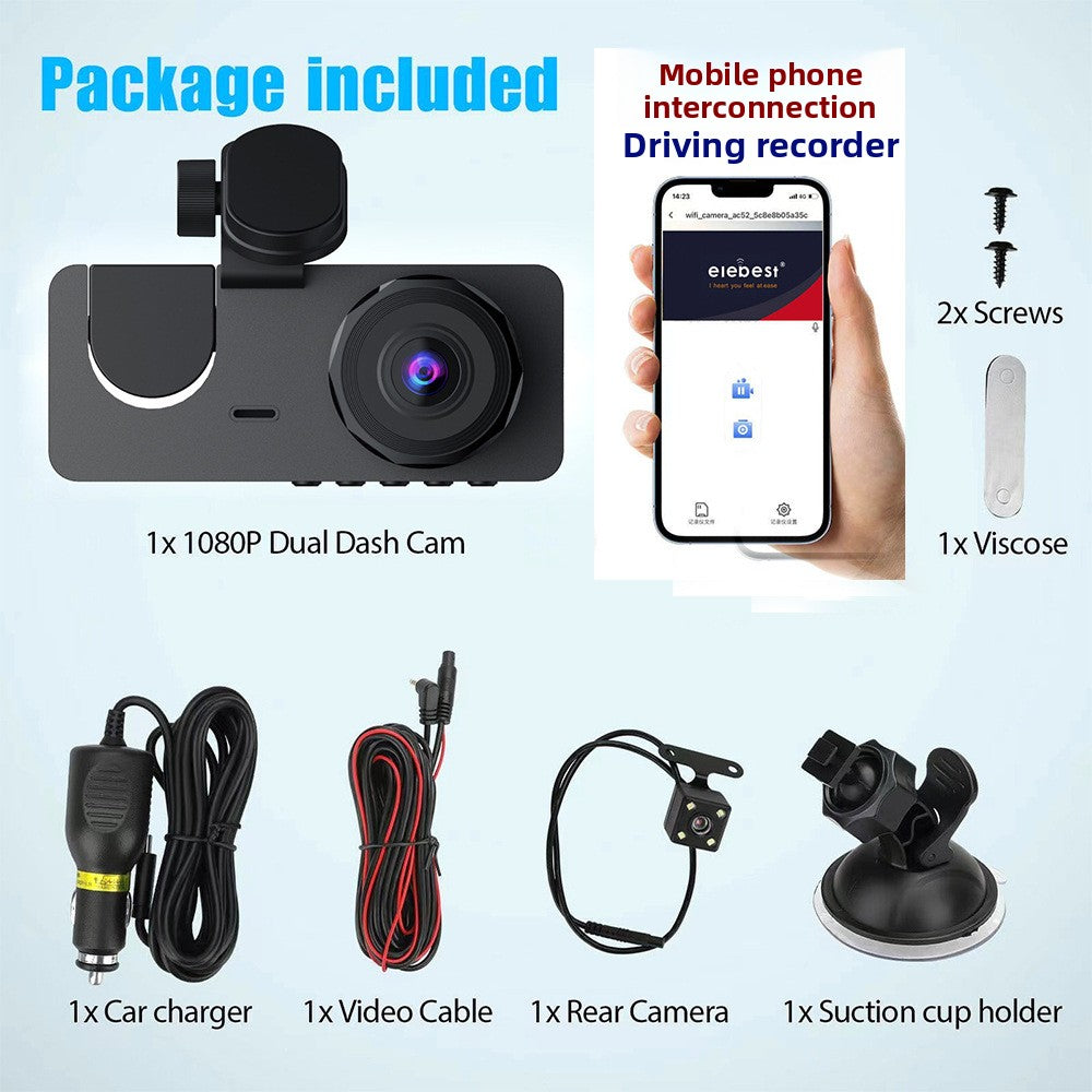 3-in-1 Triple Lens HD Dashcam with Wifi & Night Visio