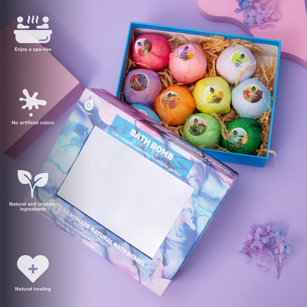 Natural Bath Bomb Set – 10 Pack