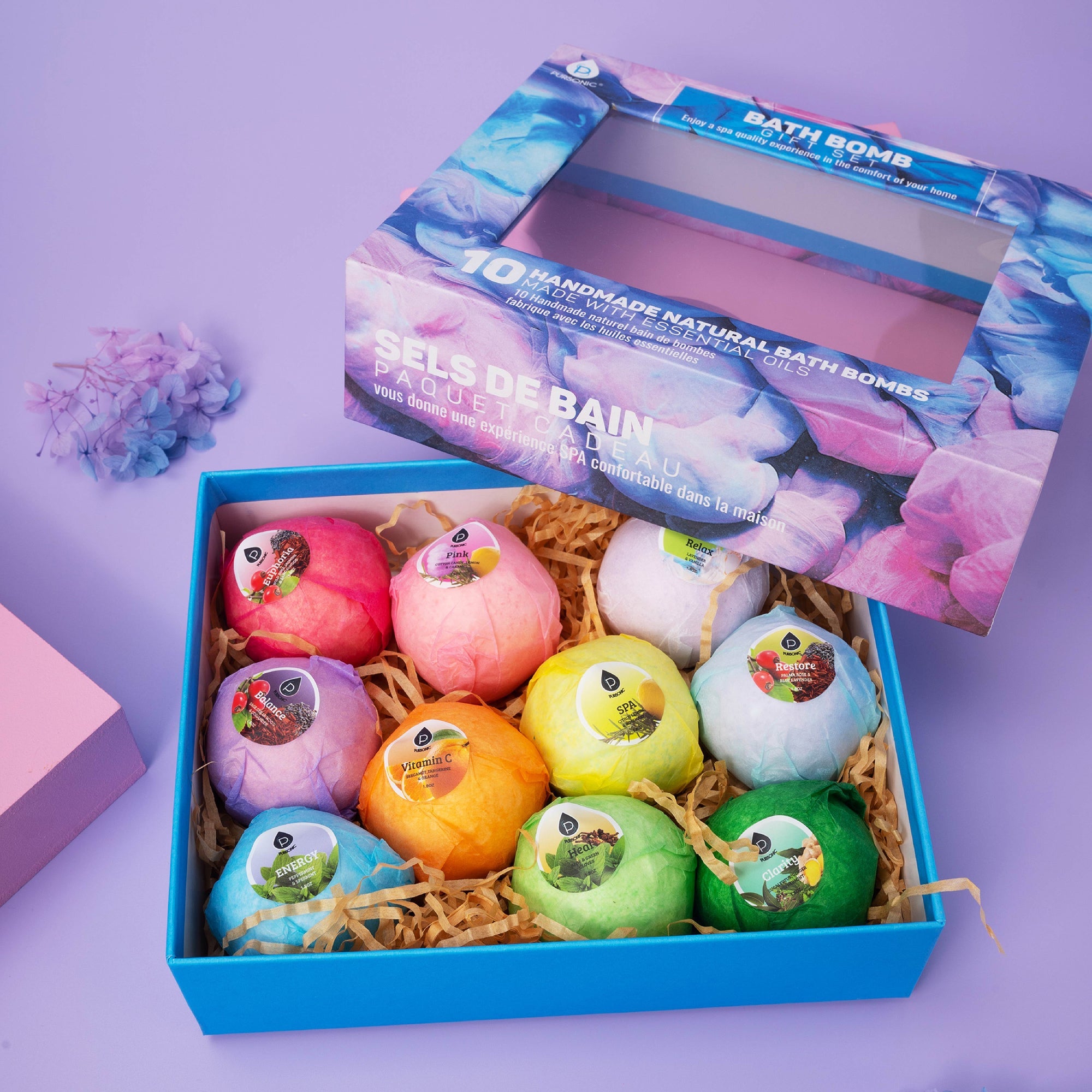Natural Bath Bomb Set – 10 Pack