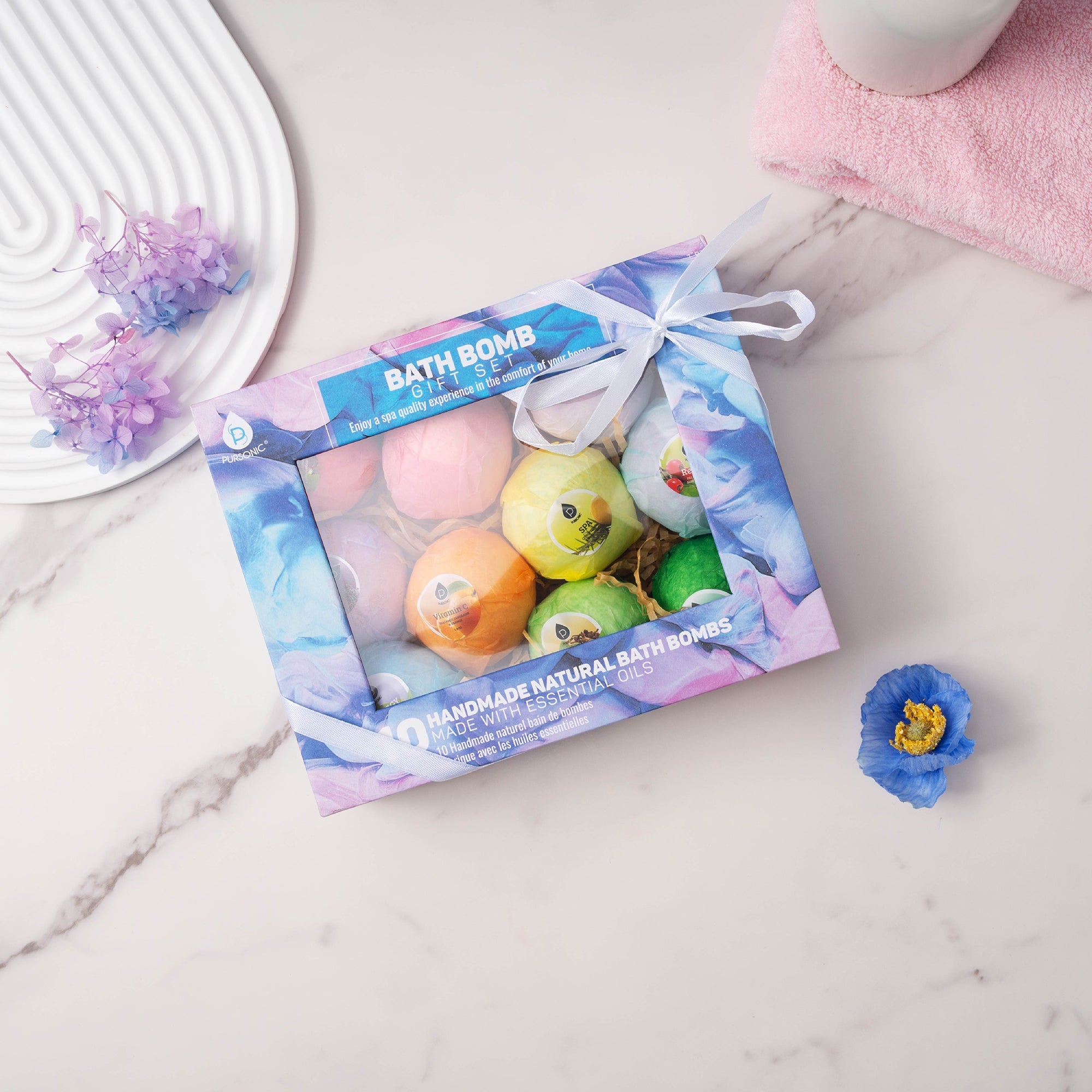 Natural Bath Bomb Set – 10 Pack