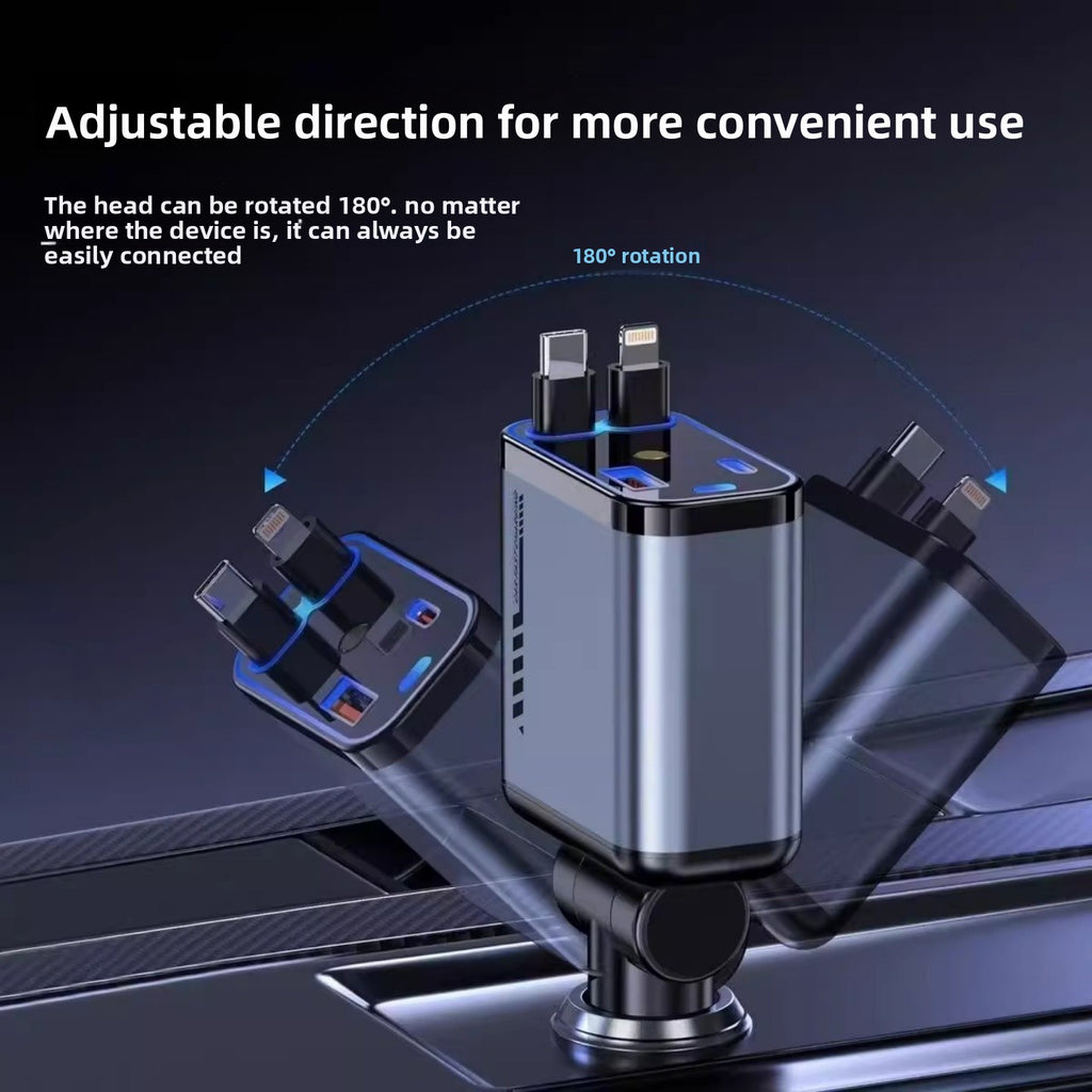 No More Mess: 3-in-1 Retractable Fast Car Charger