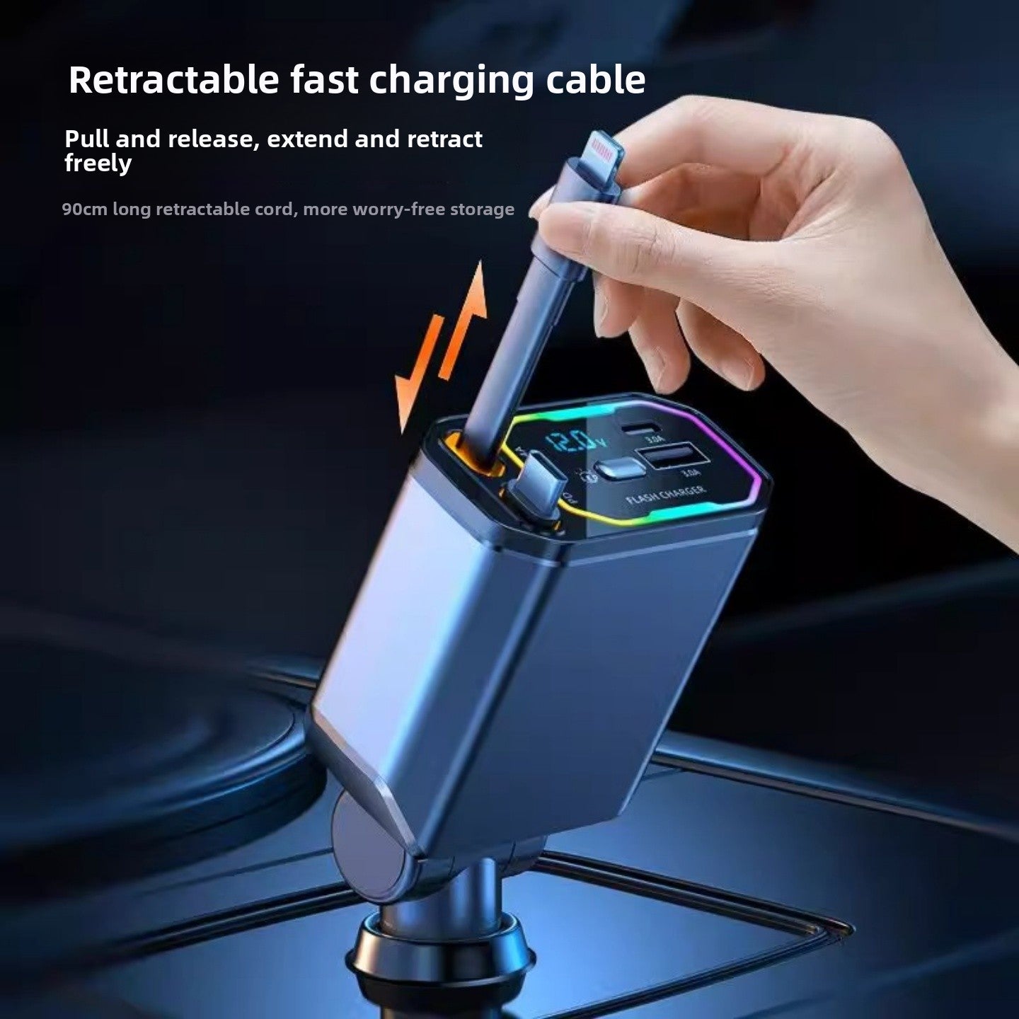 No More Mess: 3-in-1 Retractable Fast Car Charger