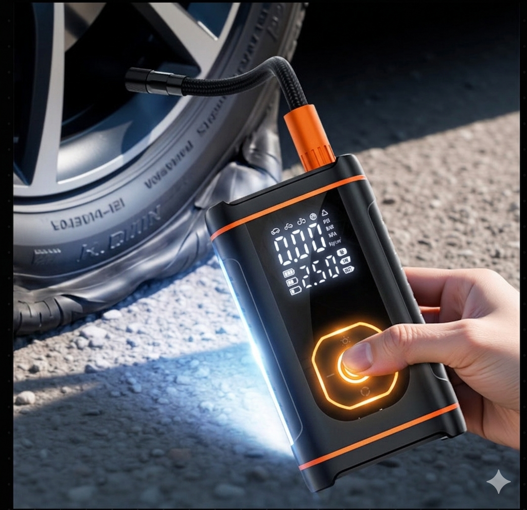 Portable Wireless Car Tire Inflator with Digital Pressure Gauge