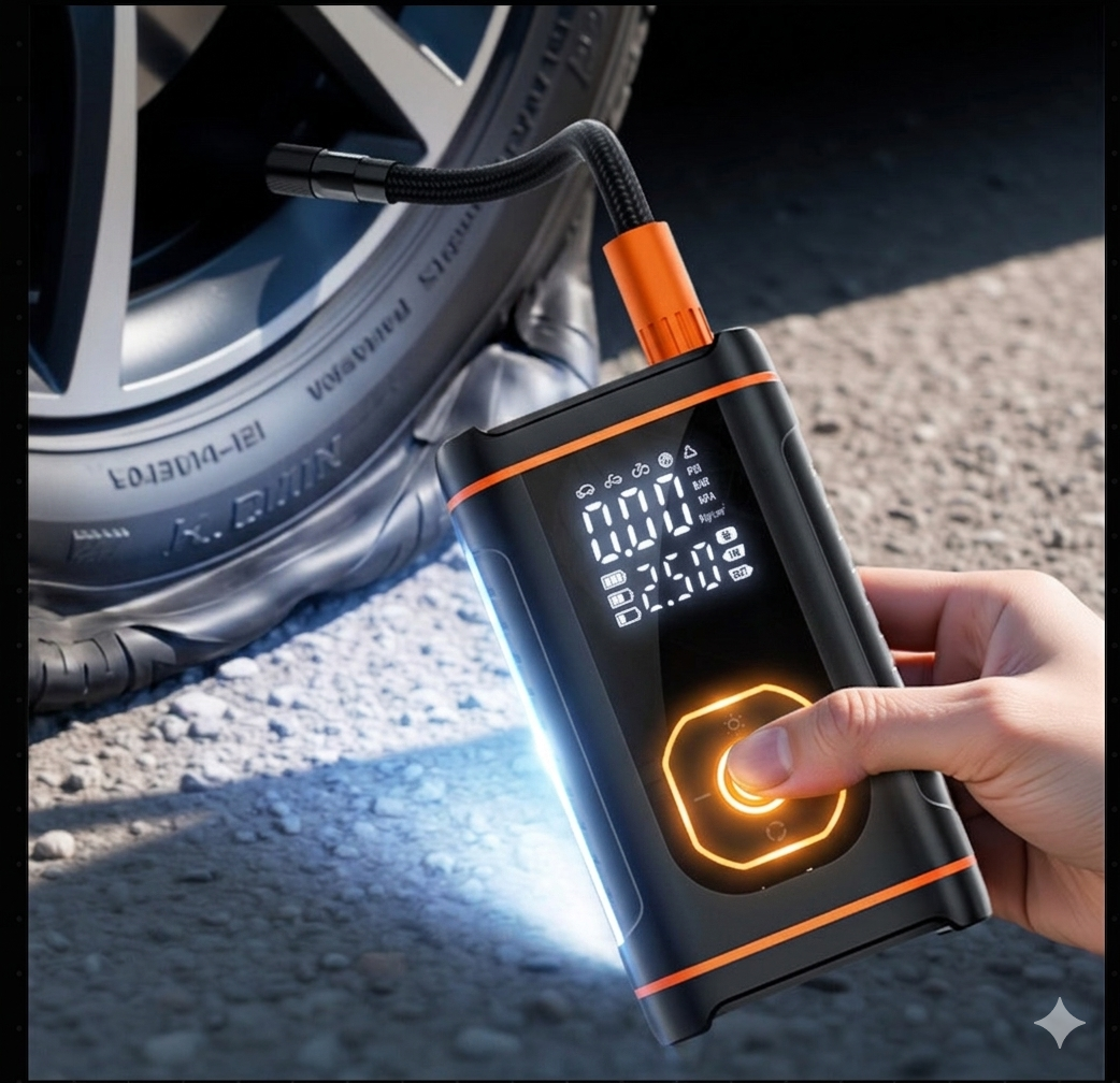 Portable Wireless Car Tire Inflator with Digital Pressure Gauge