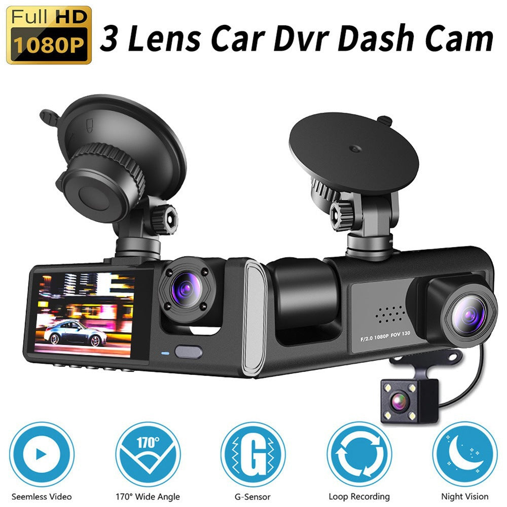 3-in-1 Triple Lens HD Dashcam with Wifi & Night Visio